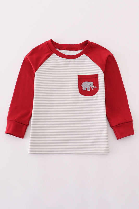 Alabama Roll Tide Embroidery Striped Top Honeydew