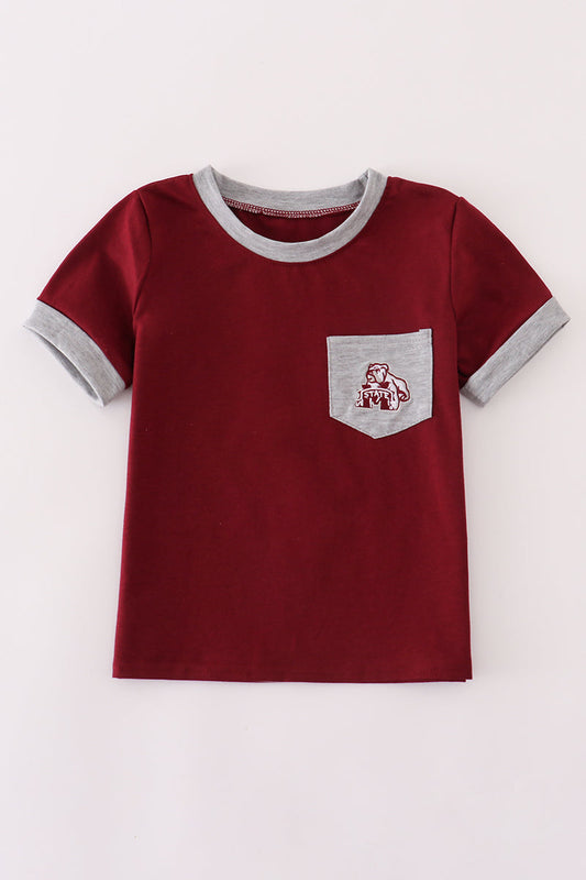 Maroon Mississippi Embroidery Top Honeydew