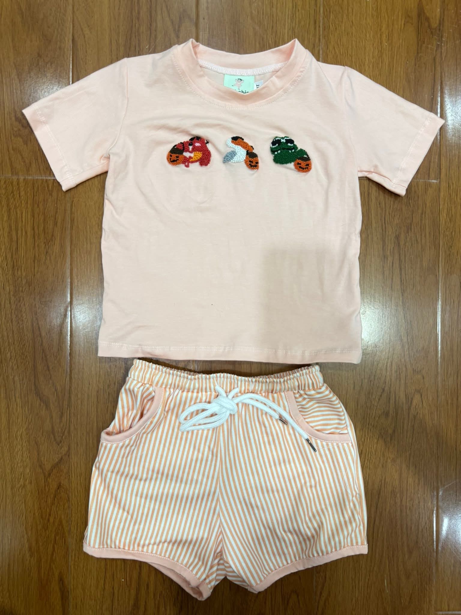 Coastal Halloween French Knot Boy Short Set Ambabie