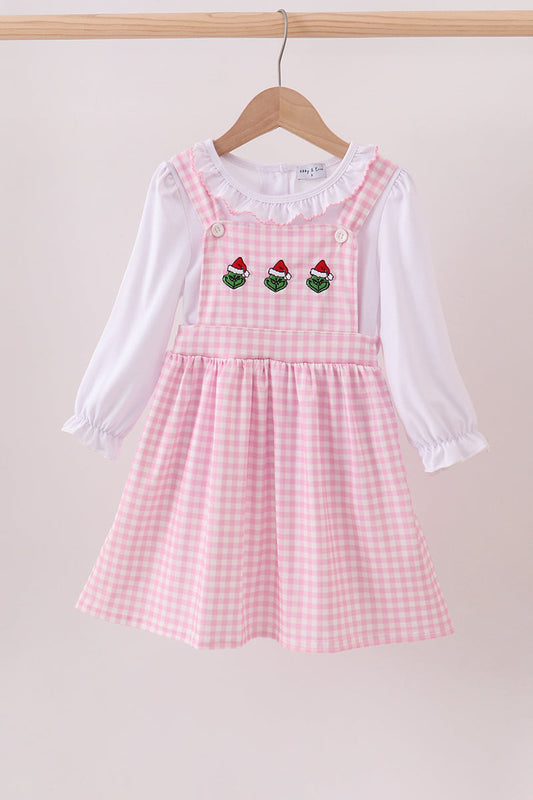 Pink Mean One Embroidery Girls 2 Pc Set Honeydew