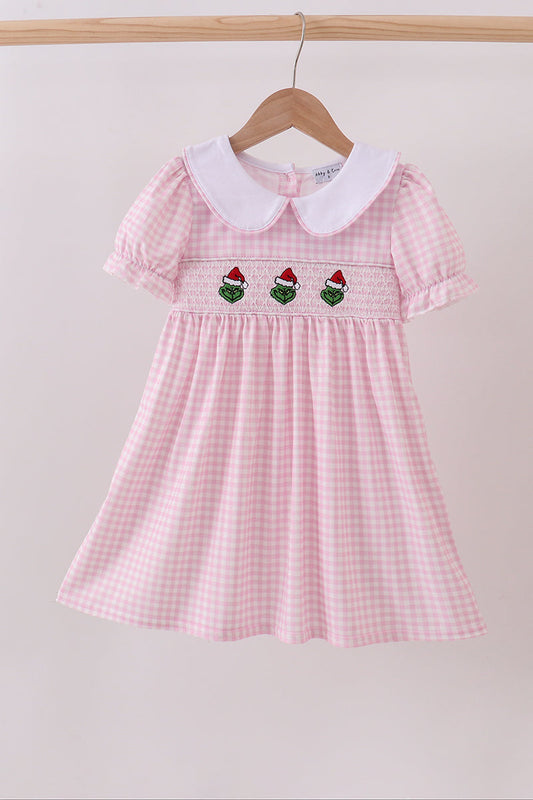 Pink Mean One Embroidery Girls Dress Honeydew