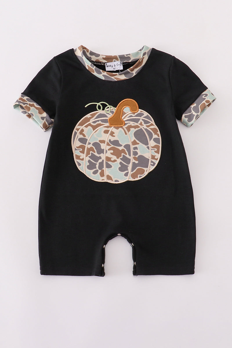 Black Camo Pumpkin Romper Honeydew