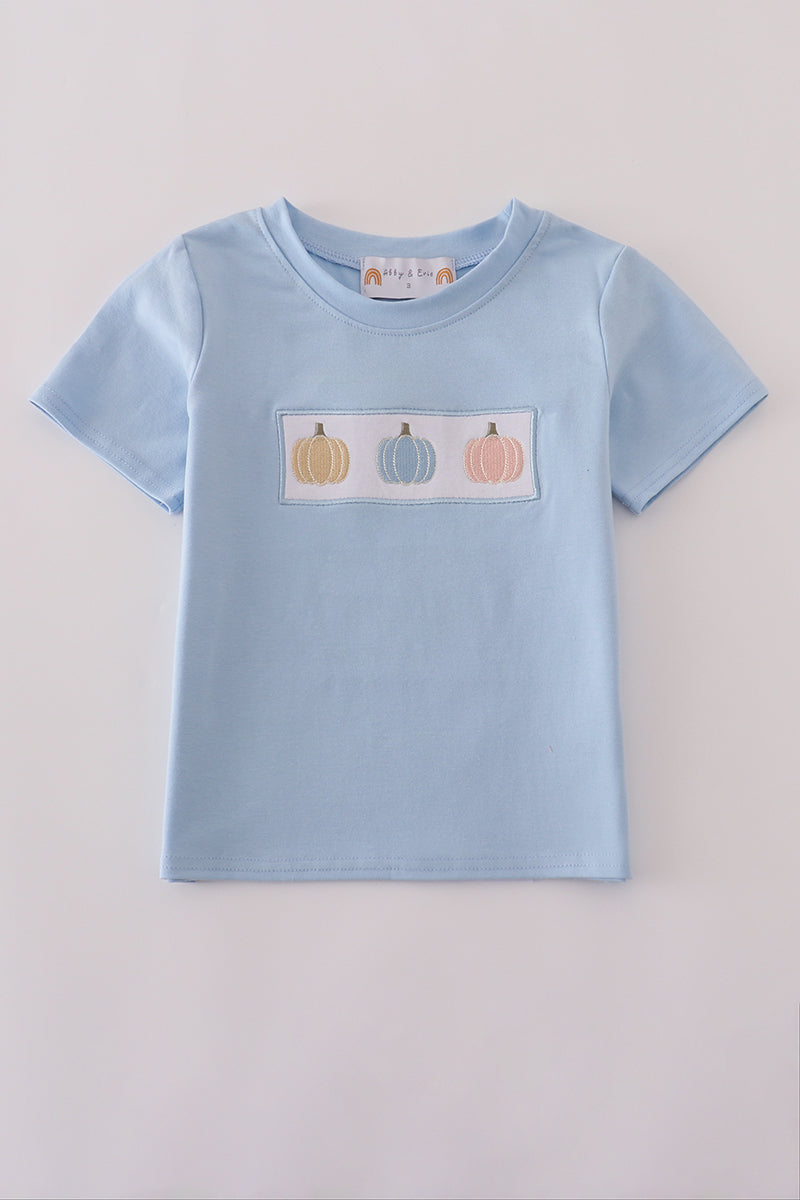 Blue Embroidery 3 Pumpkins Boy Shirt southernsweetpea