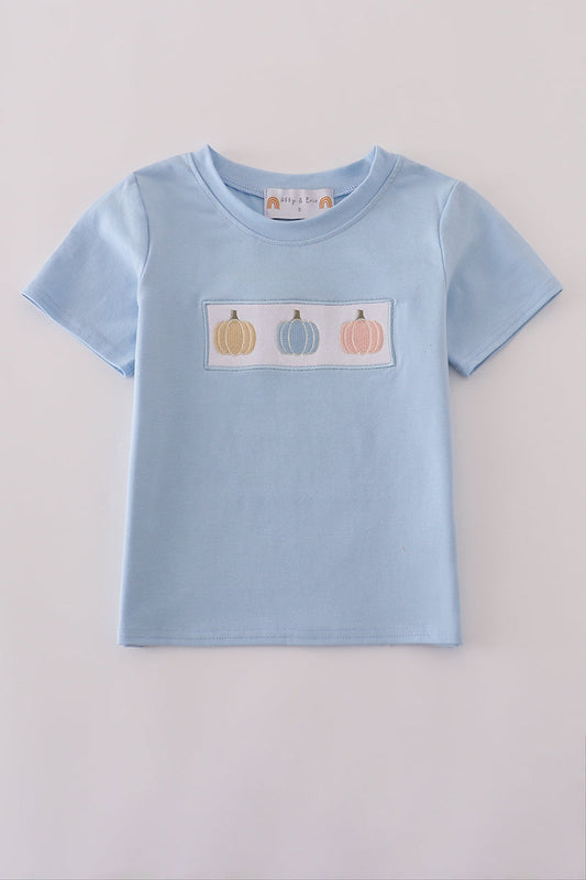Blue Embroidery 3 Pumpkins Boy Shirt southernsweetpea