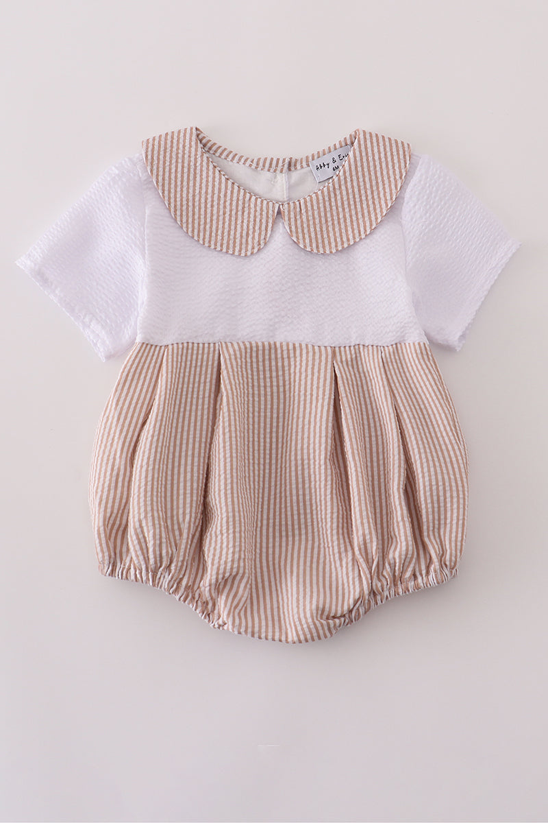 Brown White Seersucker Stripe Bubble Honeydew