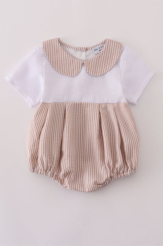 Brown White Seersucker Stripe Bubble Honeydew