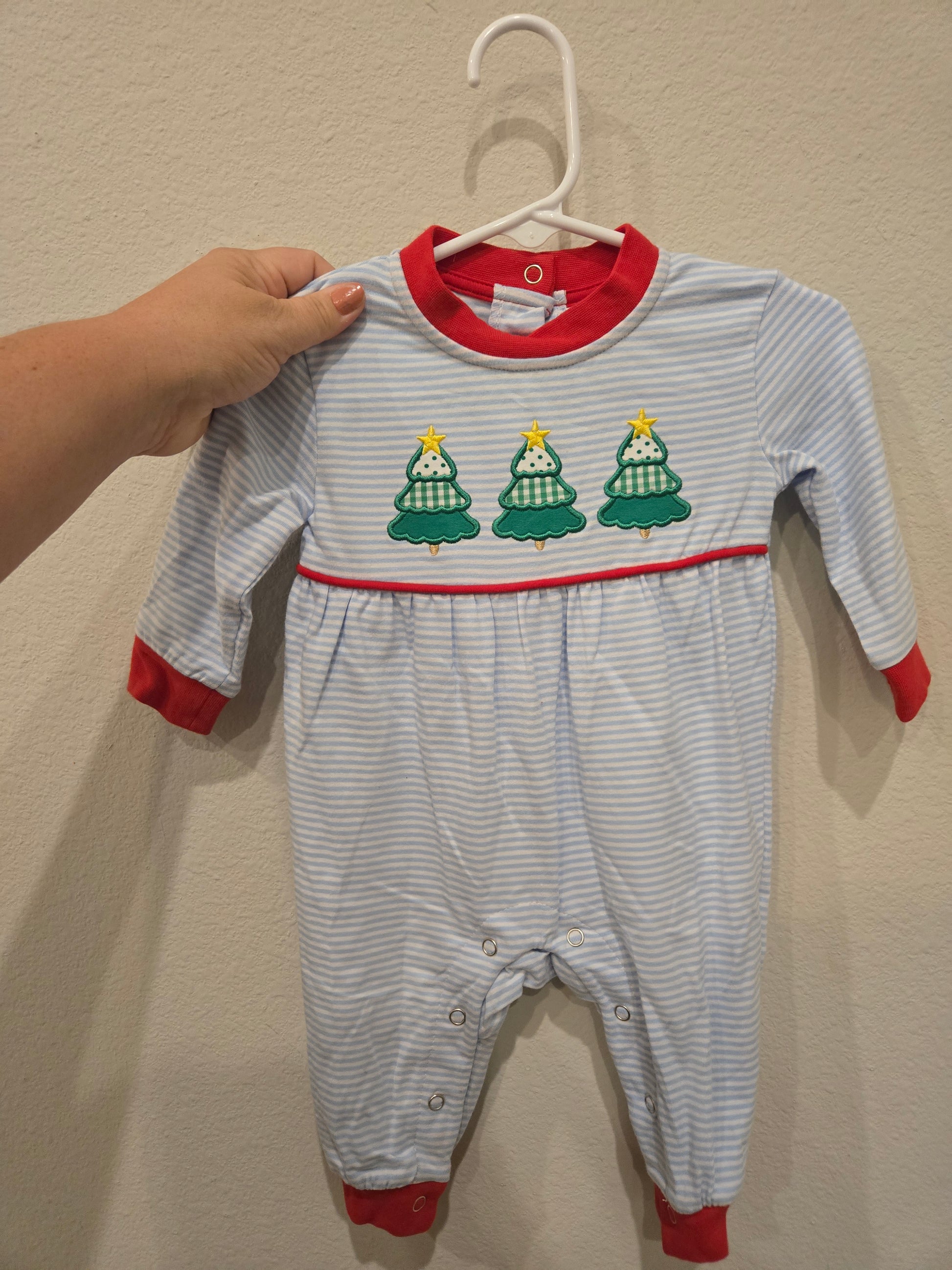 Christmas Tree Trip Romper Smock Candy