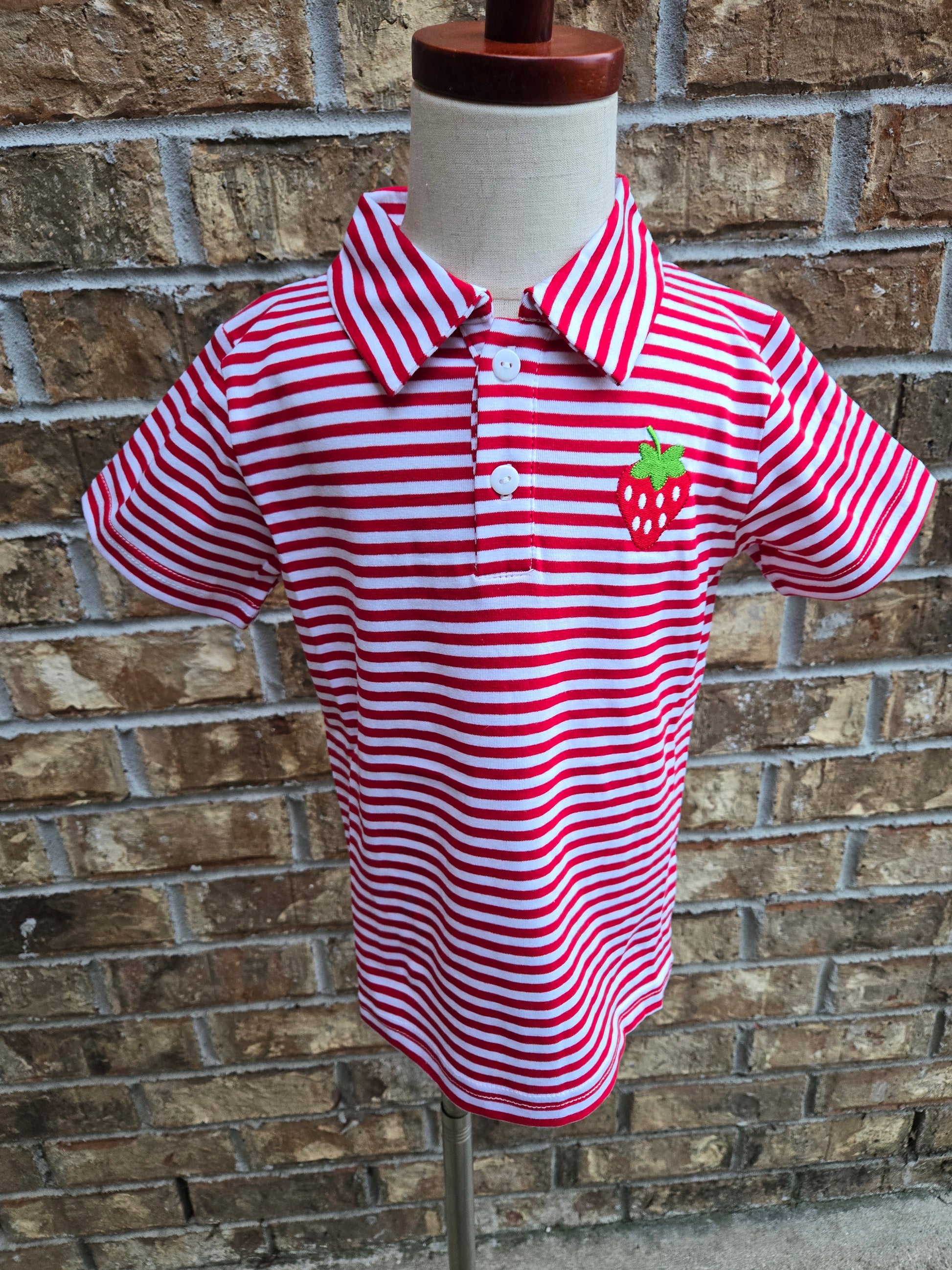 Strawberry Embroidery Plate Boy Shirt BOYIS