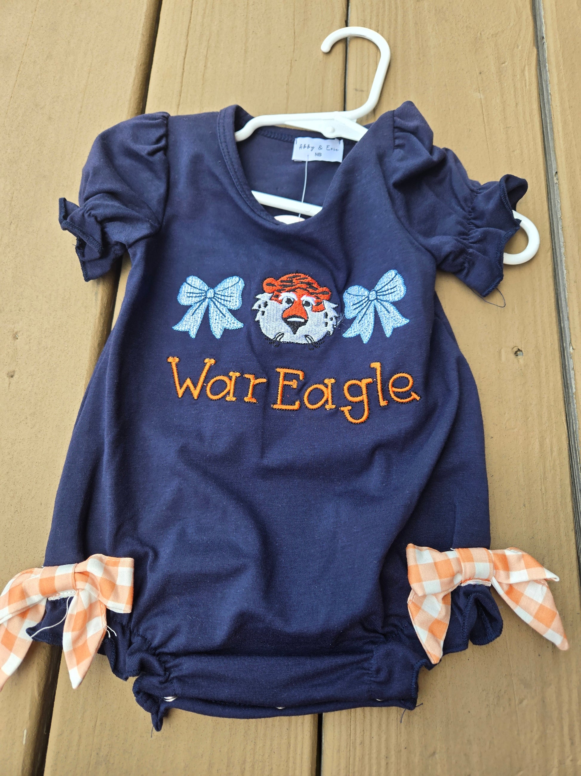 Navy Auburn War Eagle Embroidery Girl Bubble Honeydew