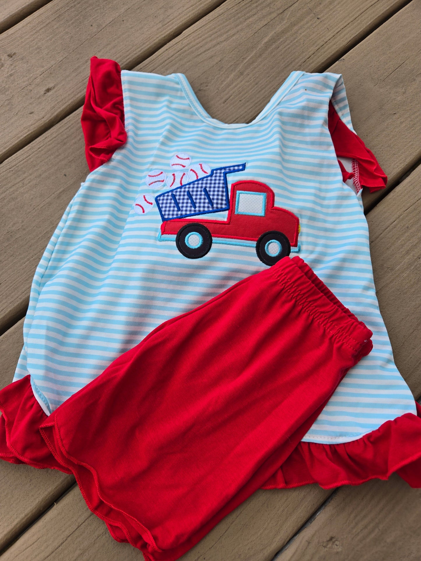 Baseball Trucks 2 Pc Girl Set Honeydew