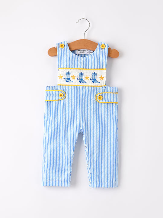Autumn Blue Striped Baby Boy's Cowboy Romper Rylee Faith