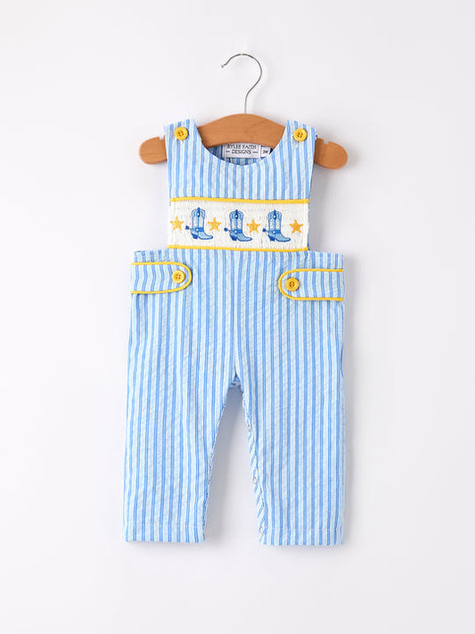 Autumn Blue Striped Baby Boy's Cowboy Romper Rylee Faith