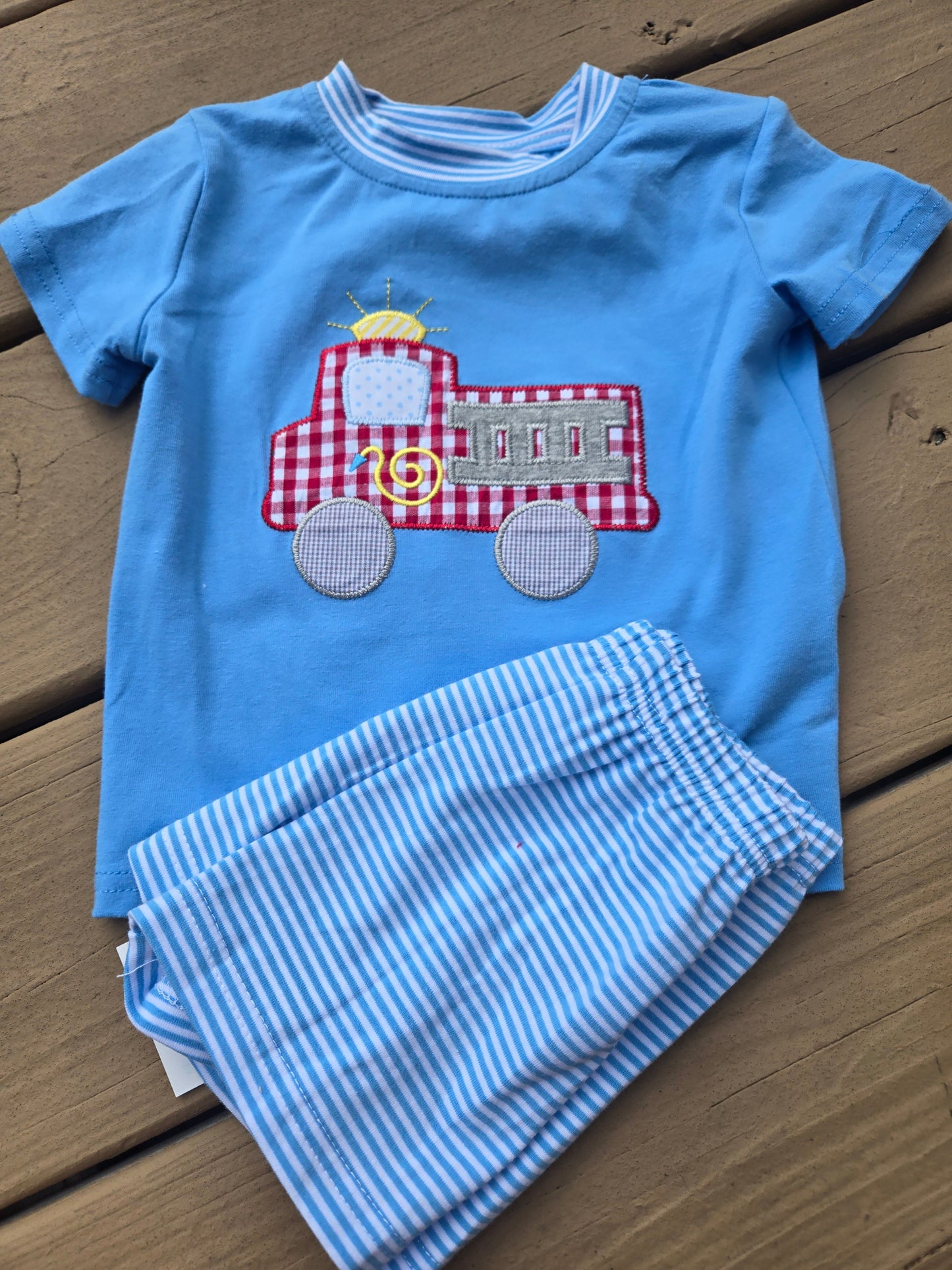 Fire Truck Shorts Set Smock Candy