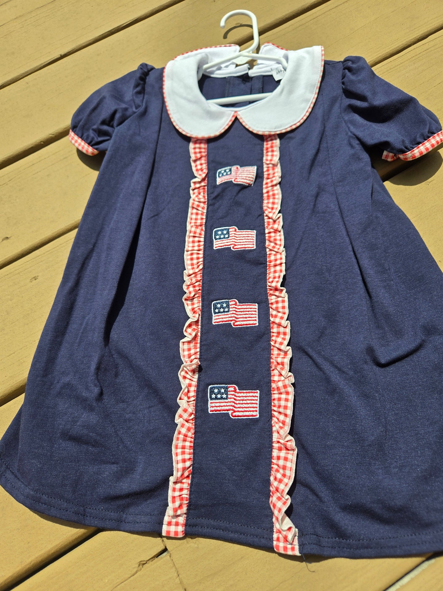Navy Flag Embroidery Dress Honeydew