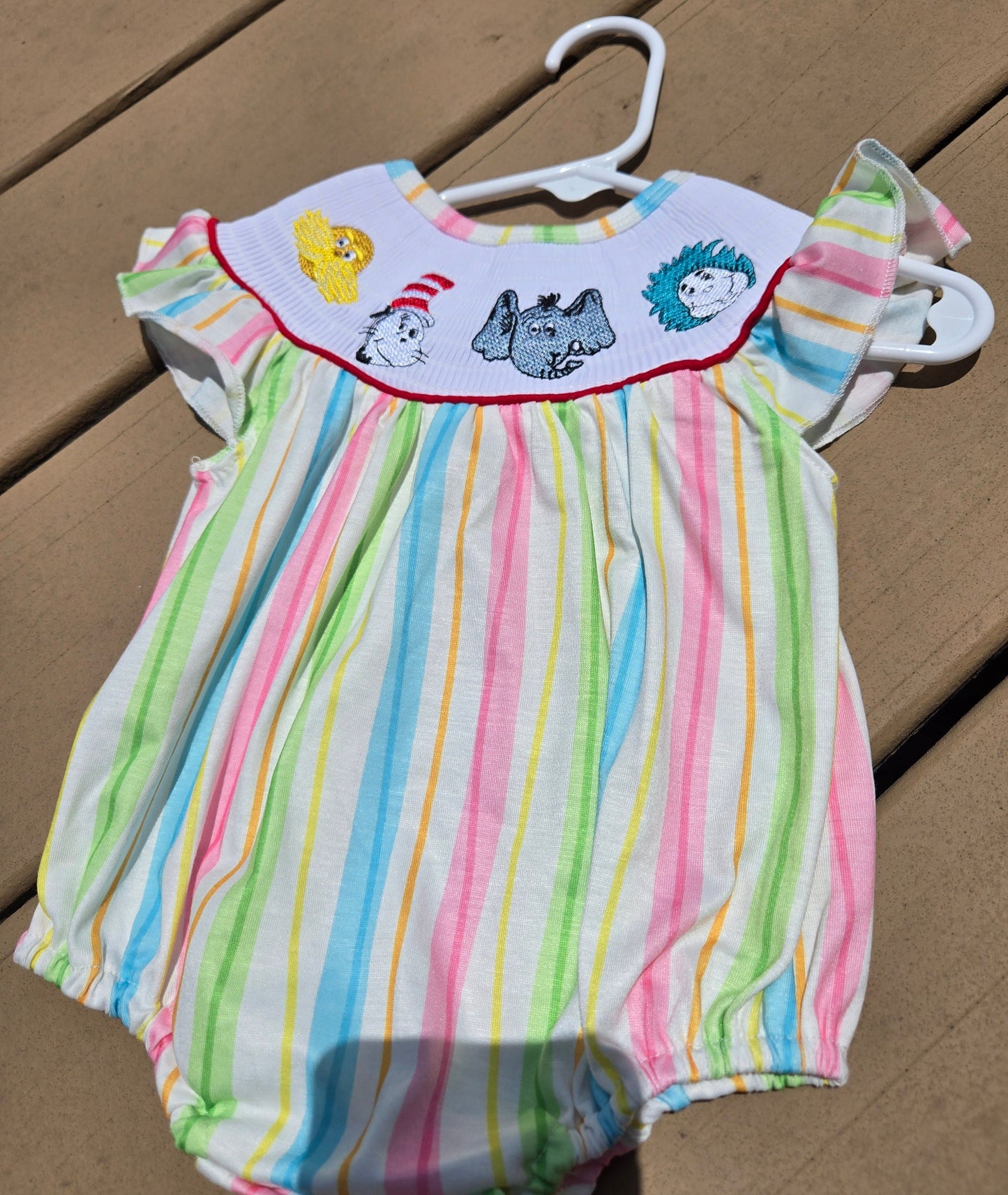 Stripes Dr S Embroidery Smocked Girl Bubble Honeydew