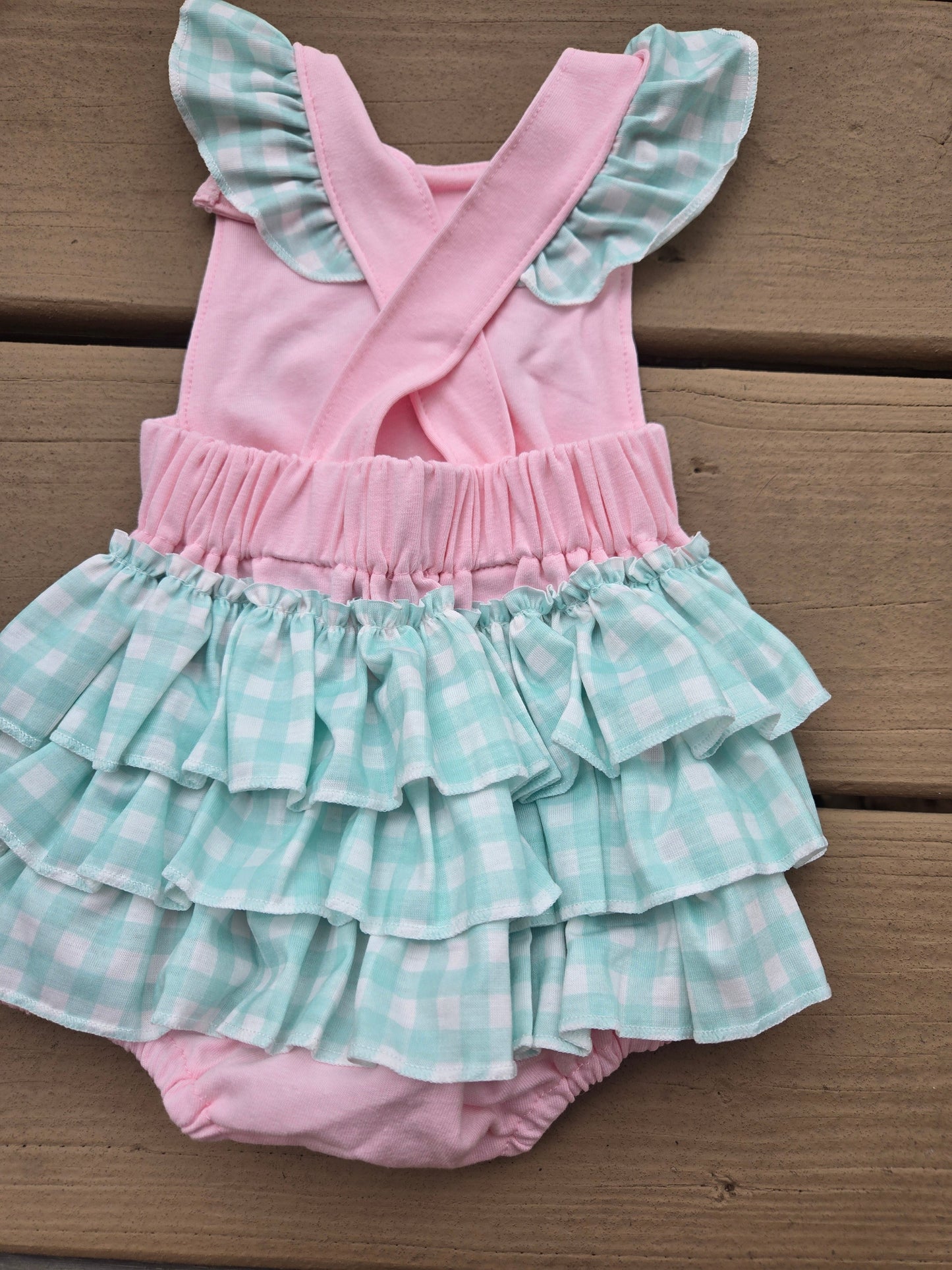 Pink Strawberry Ruffle Girl Romper Honeydew