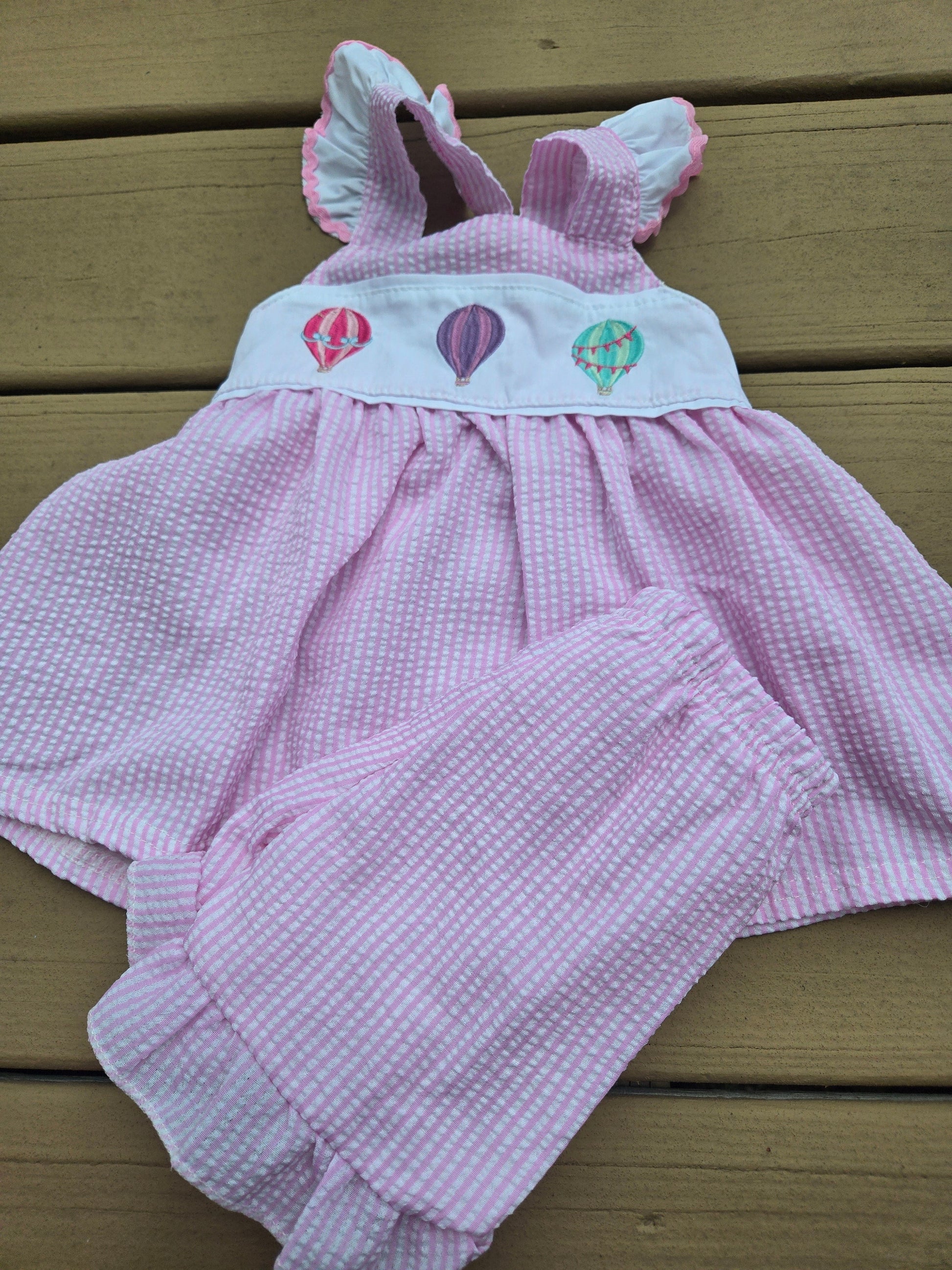Pink Hot Air Balloon Embroidery Girls 2 Piece Set Magic Group
