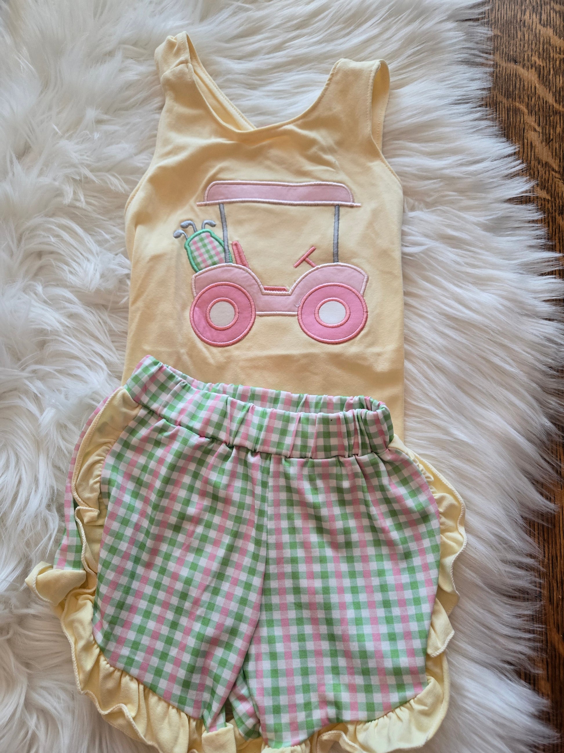 Yellow golf short girl set Honeydew