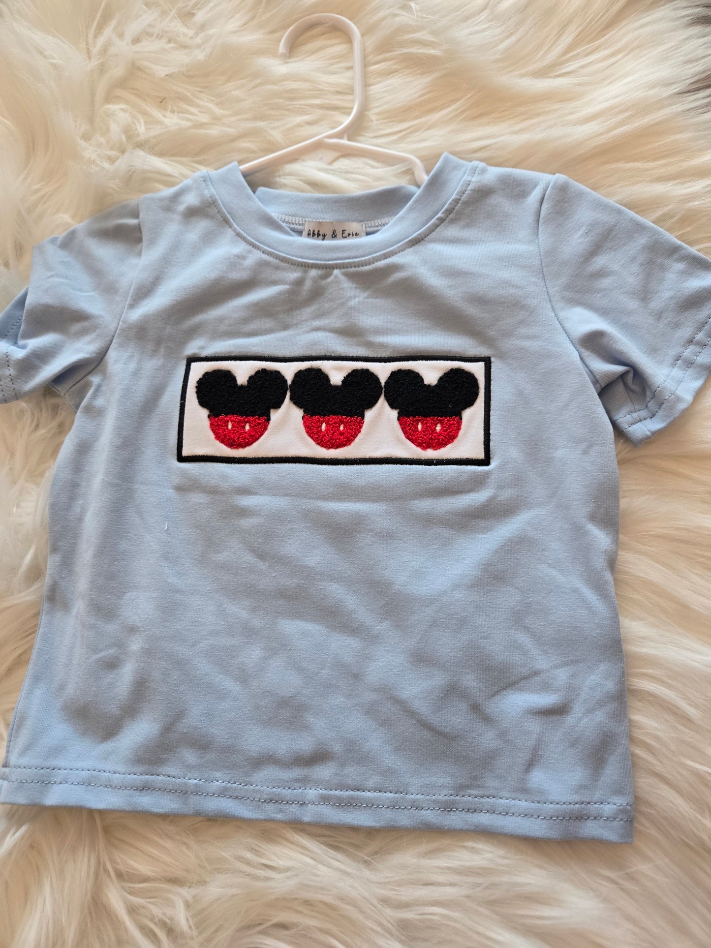 Blue Character French Knot Boy Shirt Honeydew