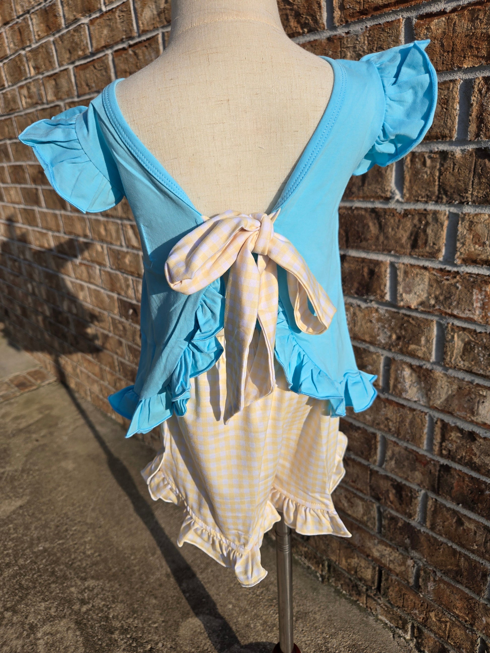 Blue Beach Sandcastle Embroidery Collection - Girl Short Set Boyis