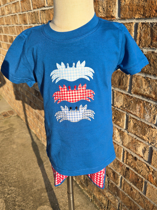 Blue Applique Crab Collection - Boy 2 Pc Set Boyis