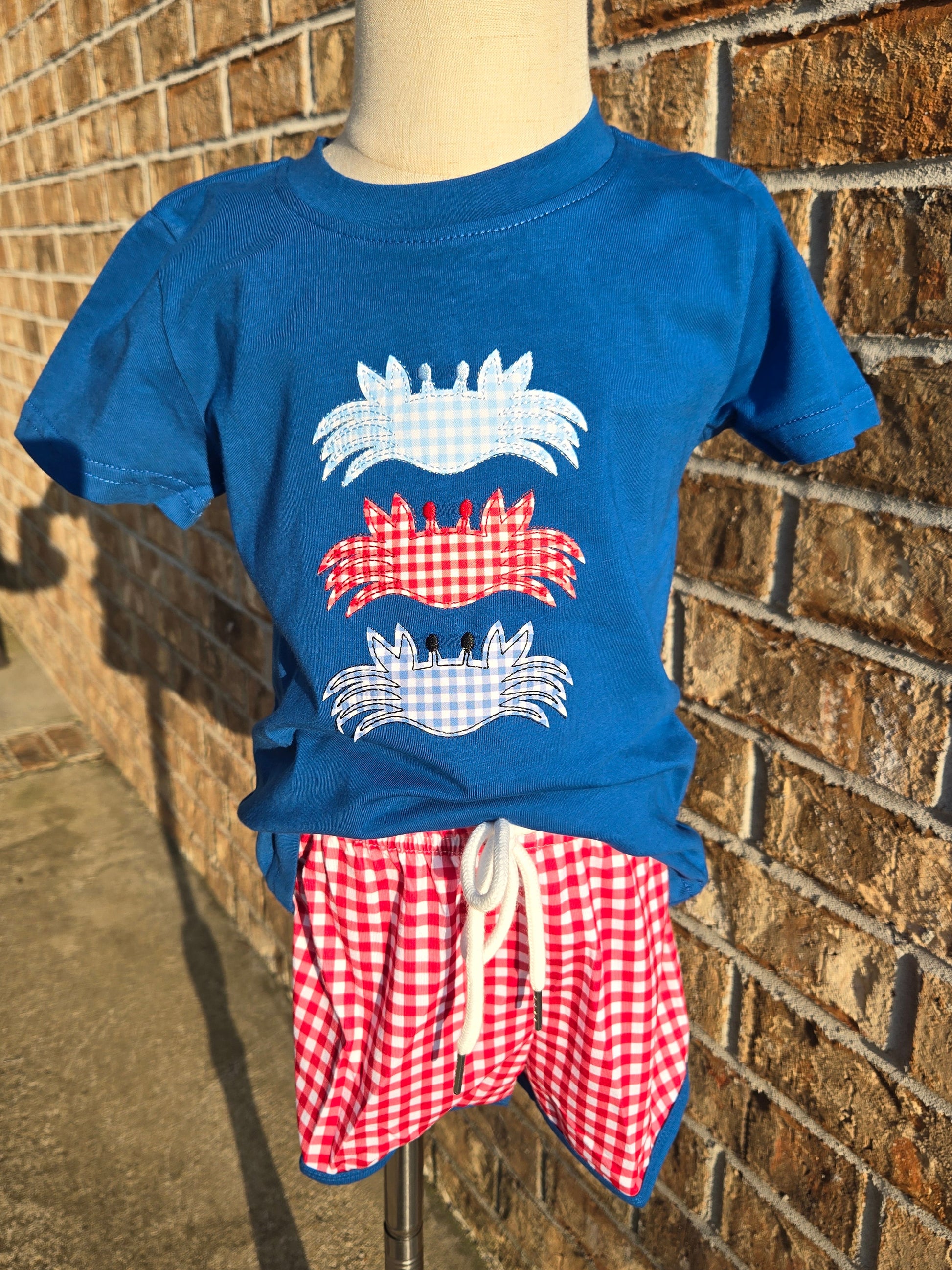 Blue Applique Crab Collection - Boy 2 Pc Set Boyis
