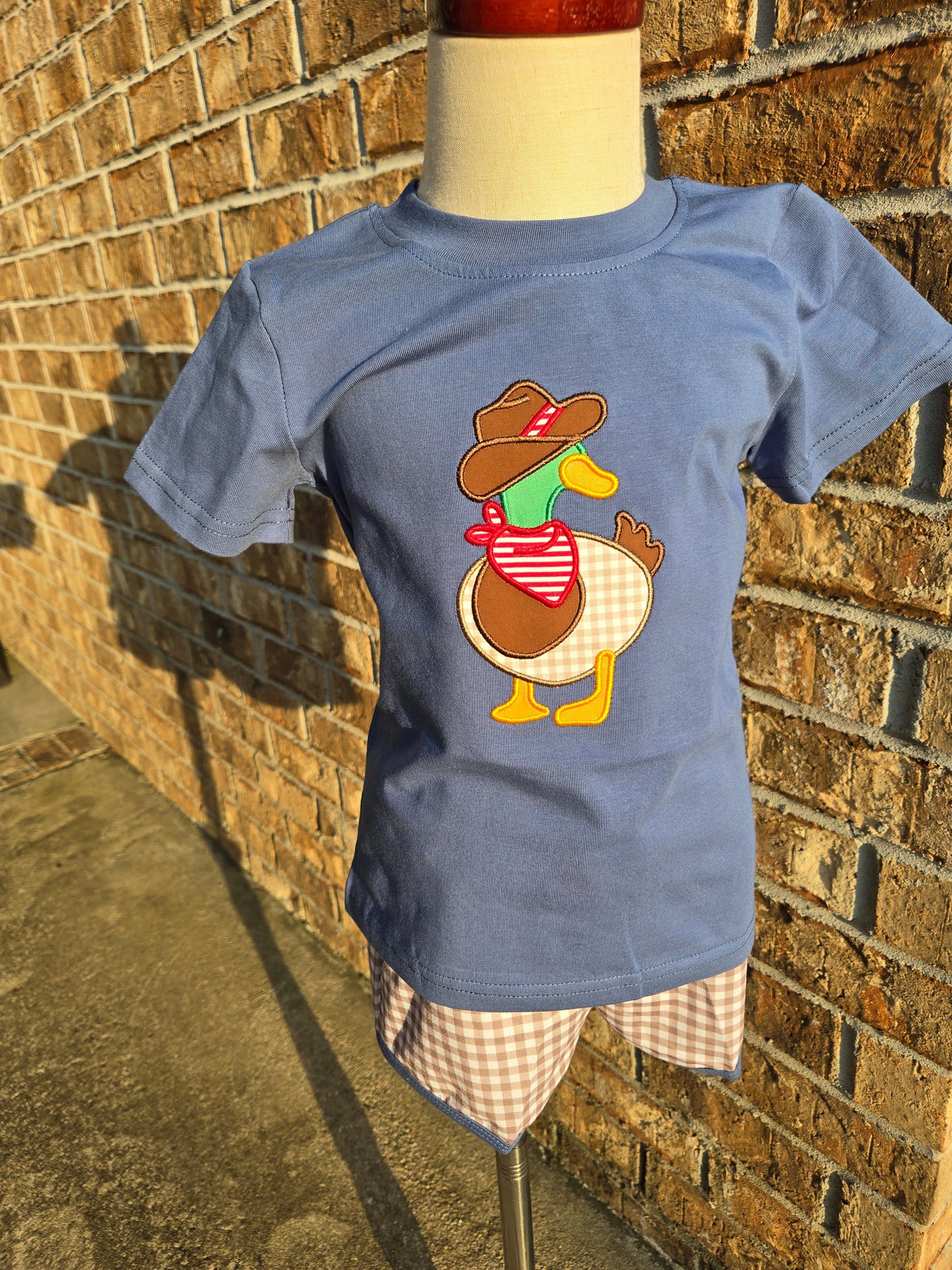 Duck Cowboy Applique Collection - Boy Short Set - eta July Boyis