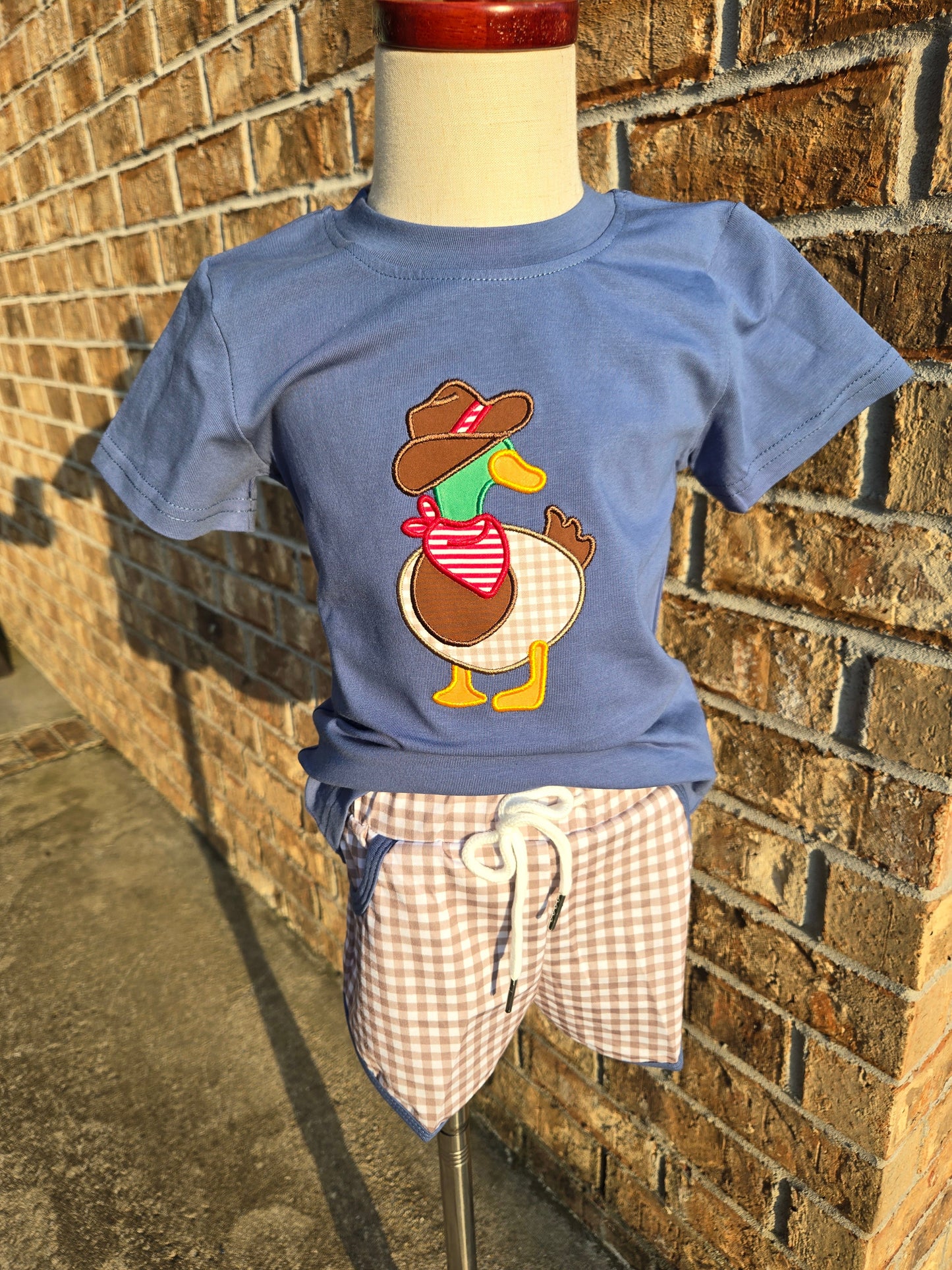 Duck Cowboy Applique Collection - Boy Short Set - eta July Boyis