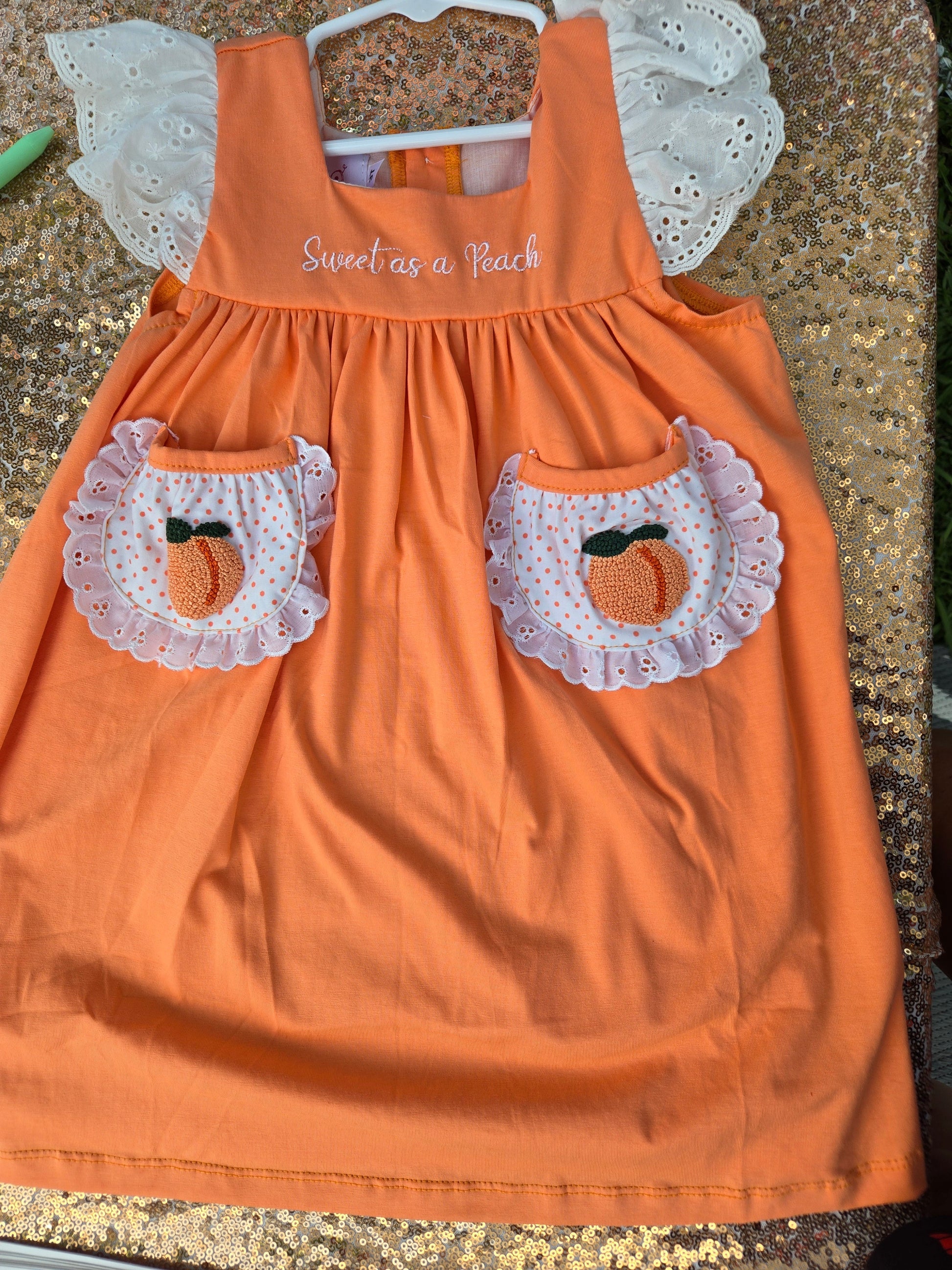 Sweet as a Peach French Knot Dress Ambabie
