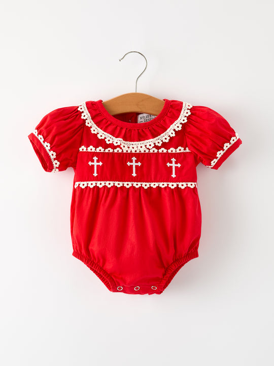 Red Cross Embroidered Bubble Rylee Faith