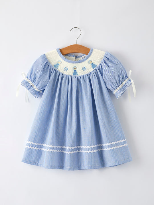 Blue Princess Character Smocked Dress Rylee Faith