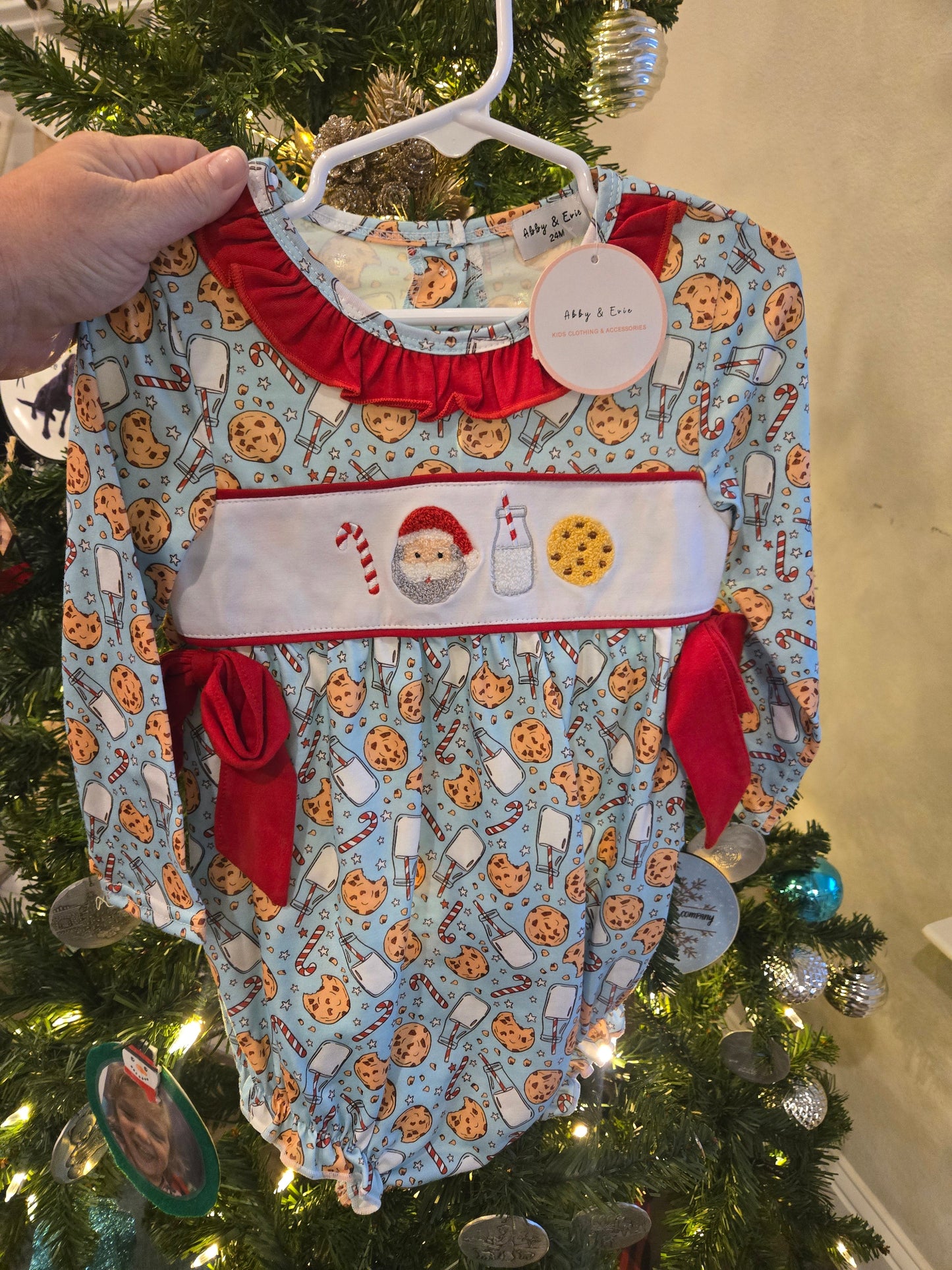 Red Santa Claus Cookie French Knot Girl Bubble Honeydew