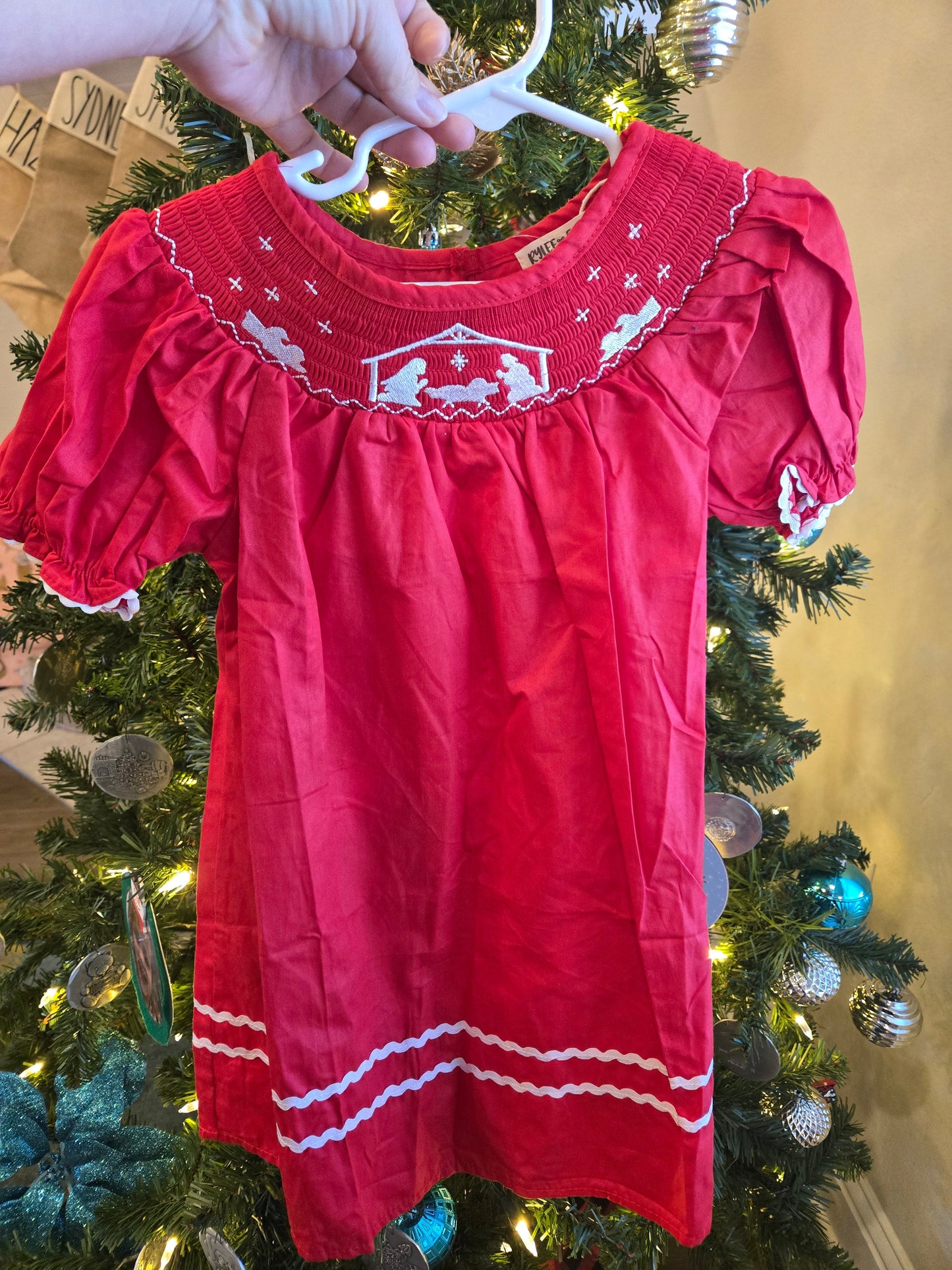 Red Nativity Smocked Dress Rylee Faith