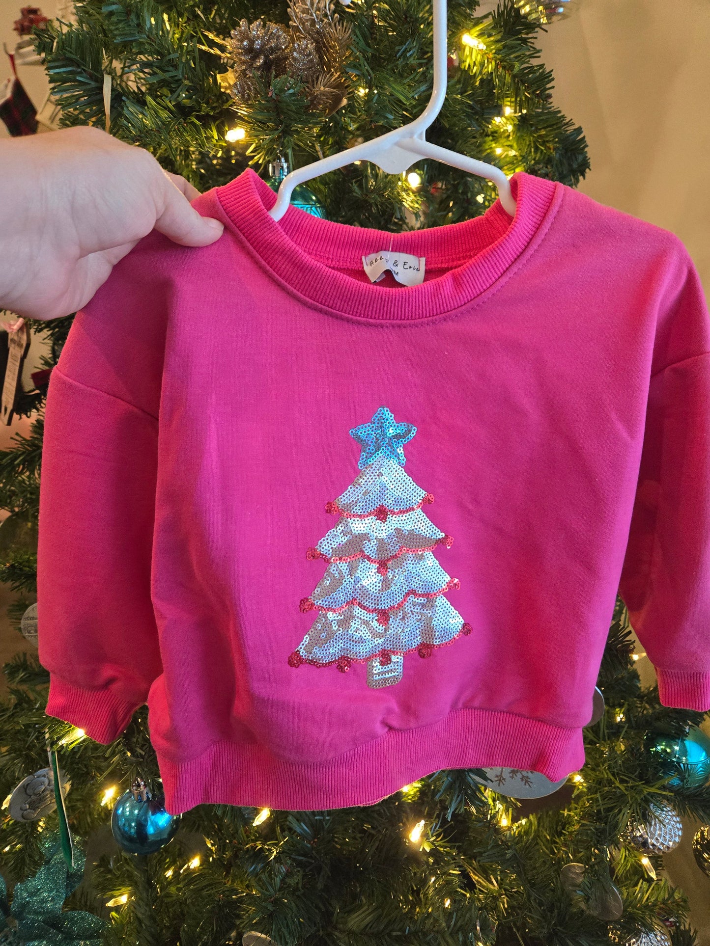 Magenta Christmas Tree Sequin Top Honeydew