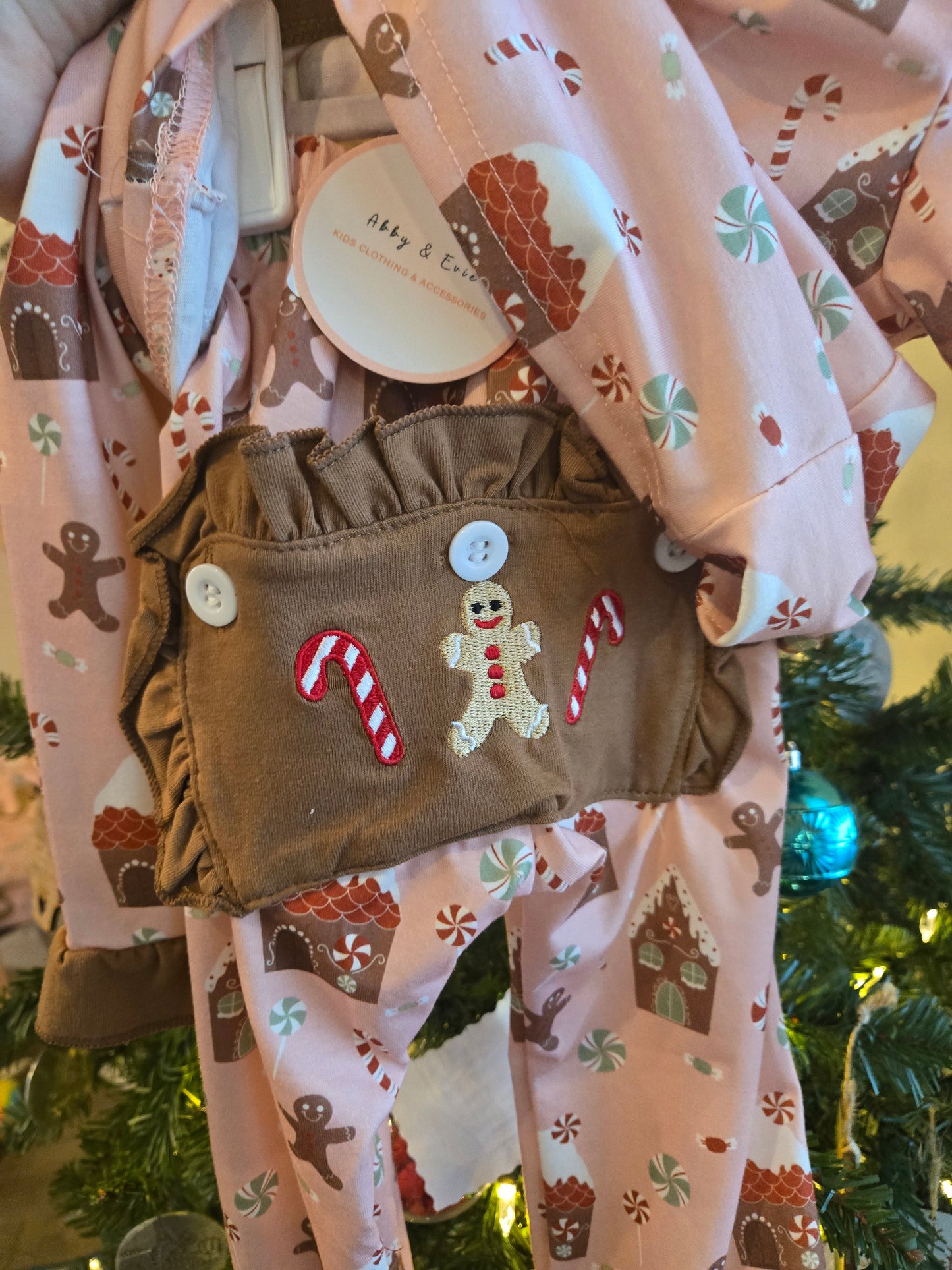 Pink Christmas Gingerbread Girl Pants Set Honeydew