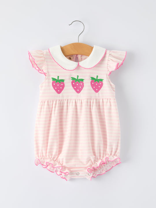 Strawberry Girl Romper Ruffle Peter Pan Collar Rylee Faith
