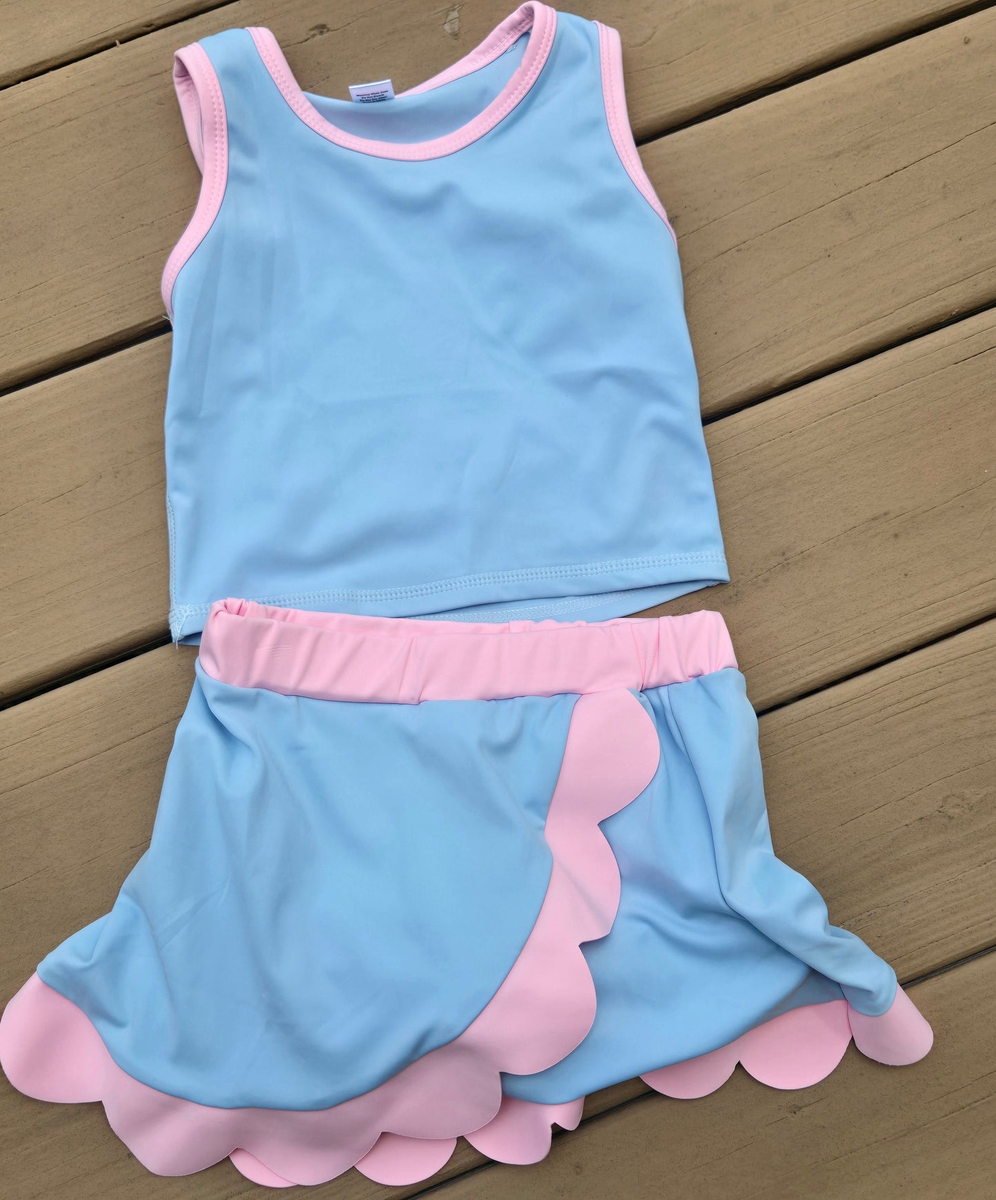 Color Block Blue and Pink Skort Set Tina Su WS Clothing