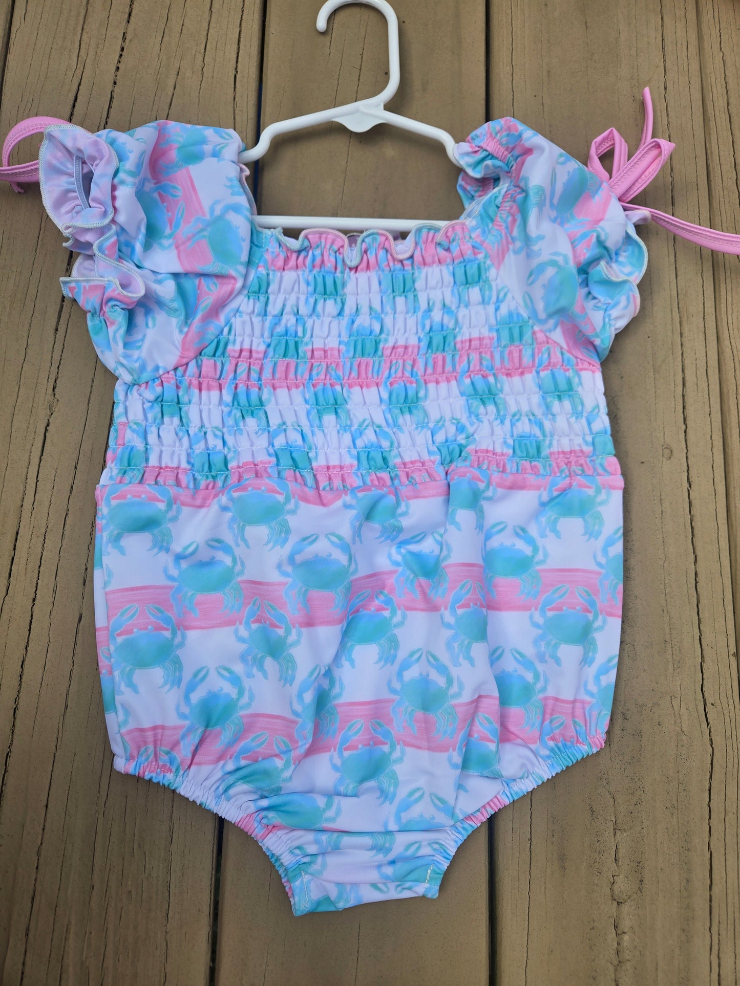 Watercolor Crab Stripes One Piece Swimsuit Scout and Holland