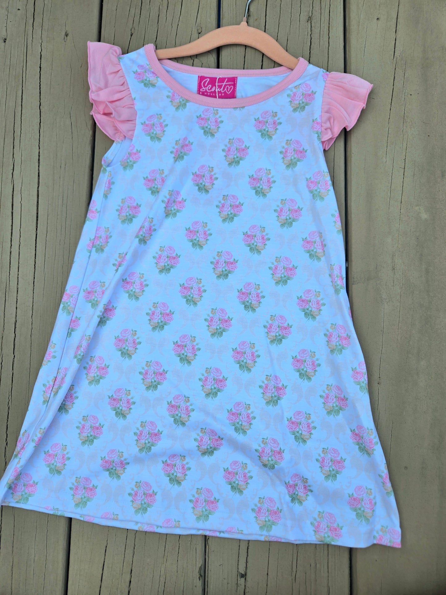 Dainty Pink Roses Angel Sleeve Dress Scout and Holland