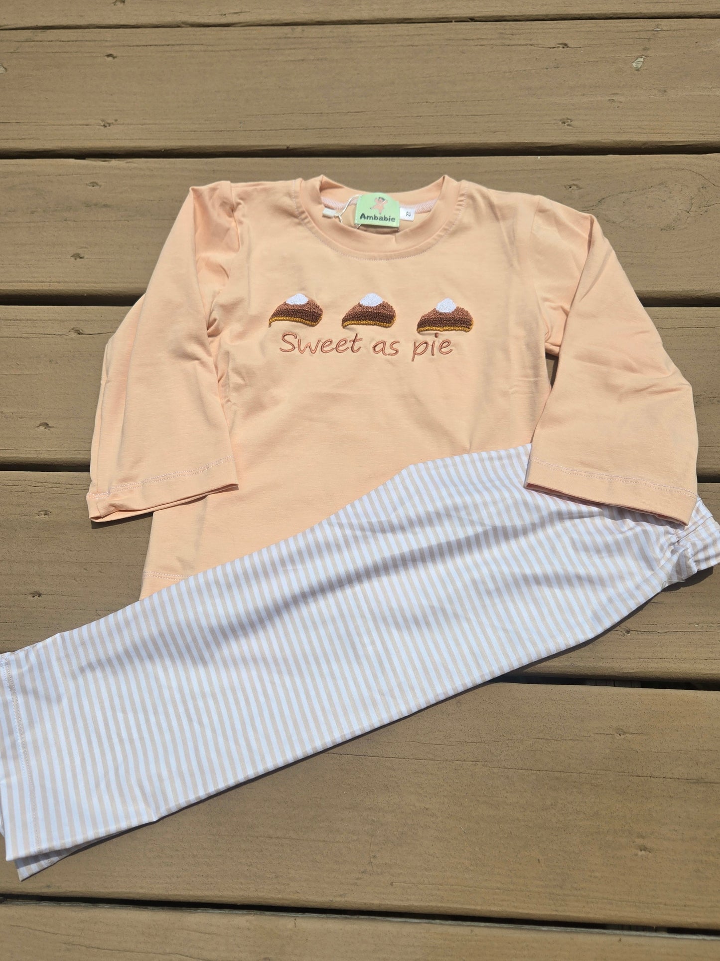 Sweet as Pie Hand French Knot Boy Pants Set Ambabie