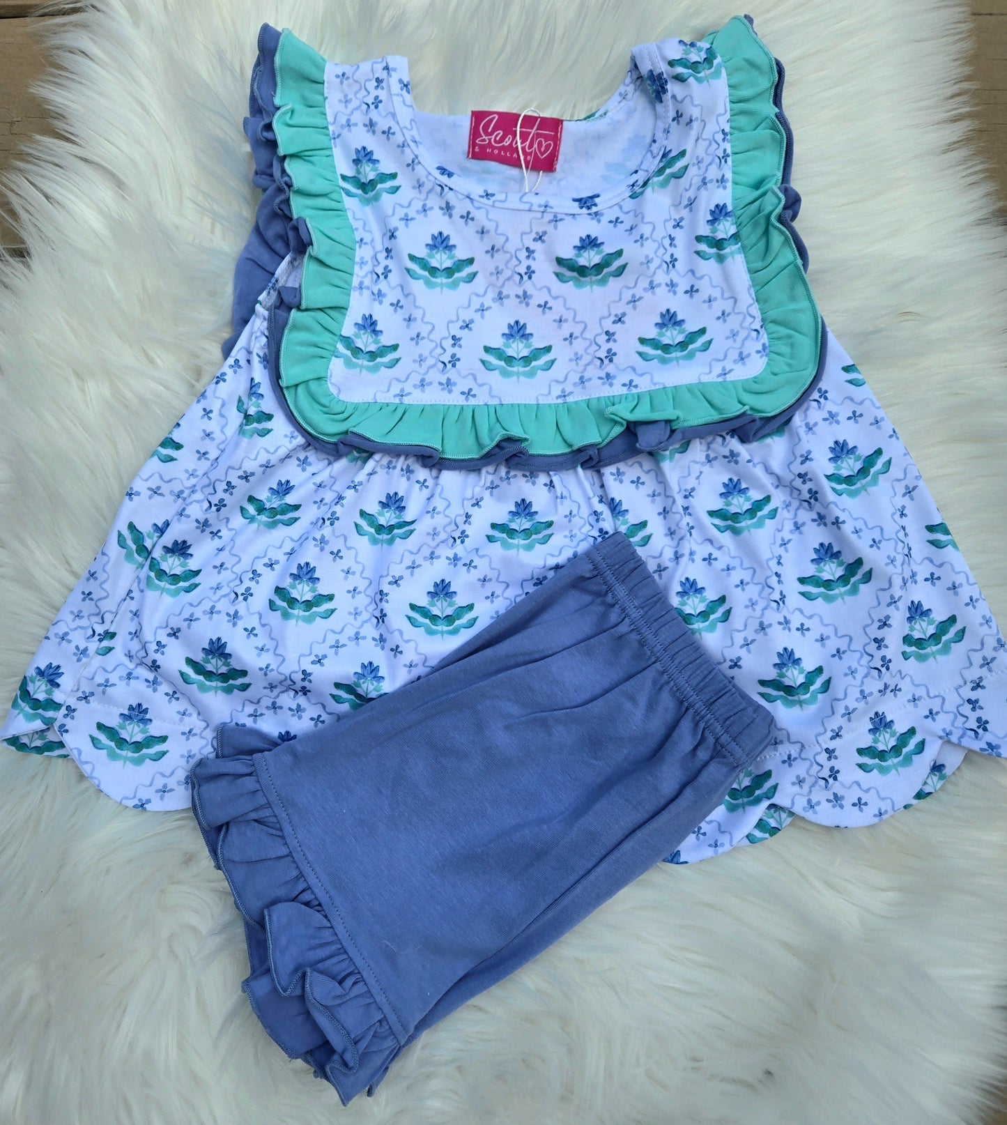 Blue Lotus Flower Shorts Set Scout and Holland