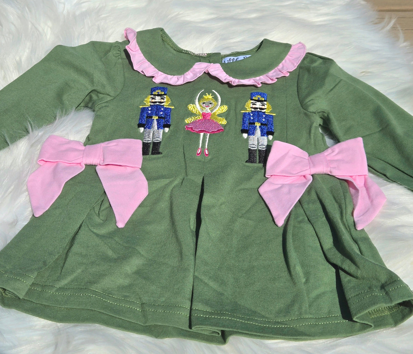 Dark green nutcracker bow dress Honeydew