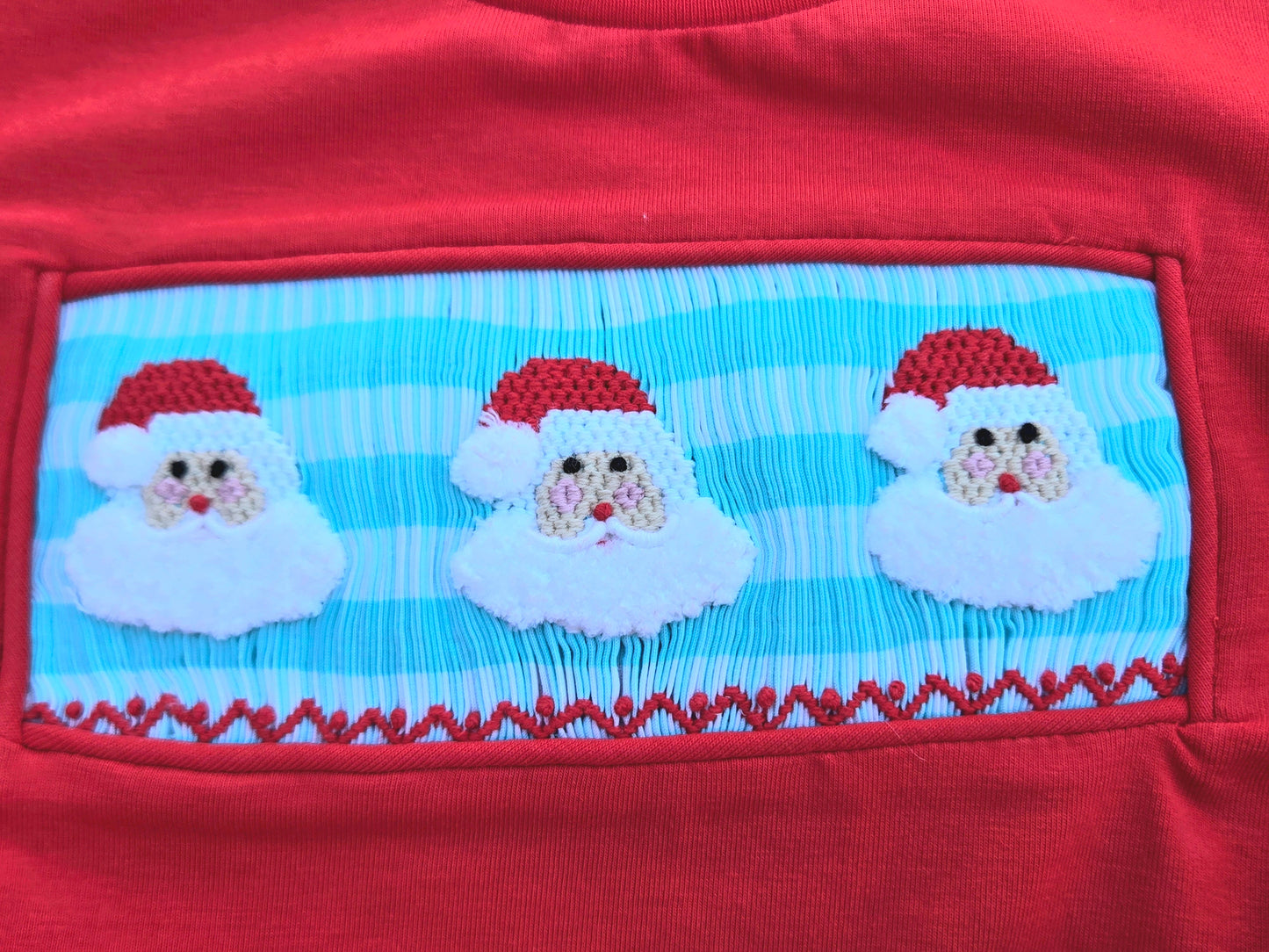 Red and Mint Hand Smocked Boy Pants Set Dovie Jane