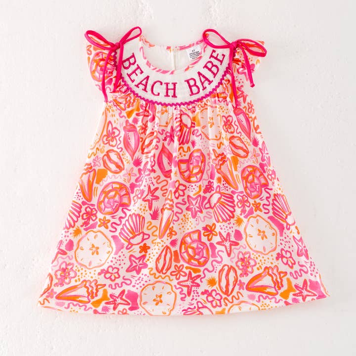 Pink Beach Babe Machine Smocked Dress Auraquise
