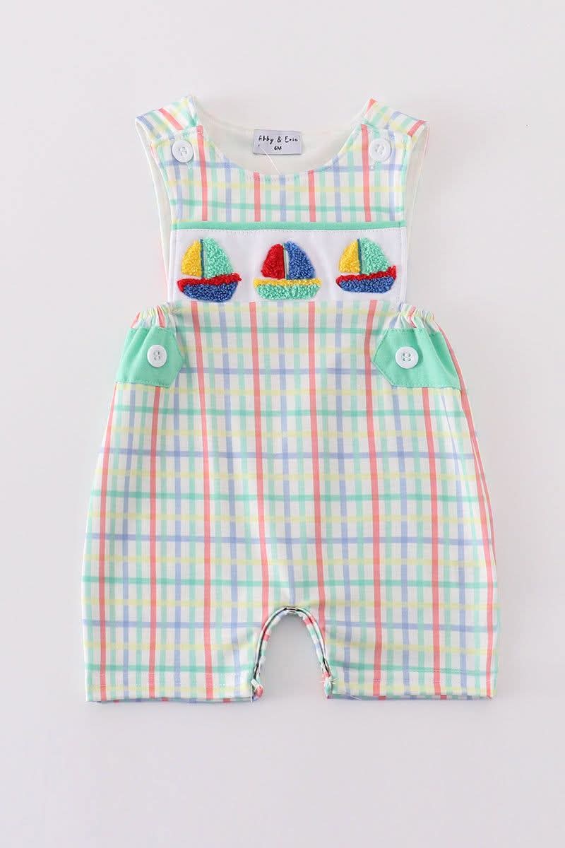 Green Sailboat French Knot Boy Jonjon Honeydew