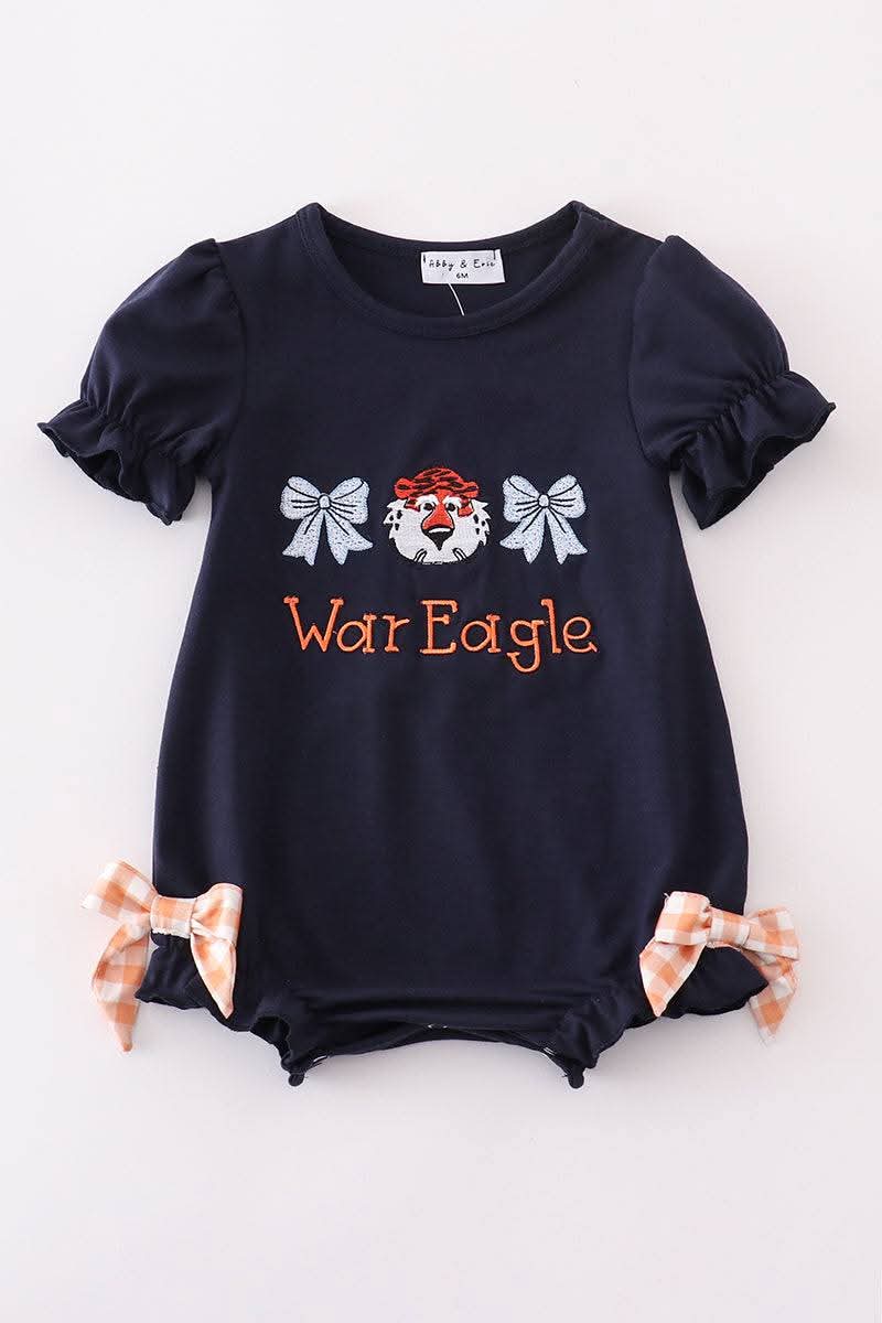 Navy Auburn War Eagle Embroidery Girl Bubble Honeydew