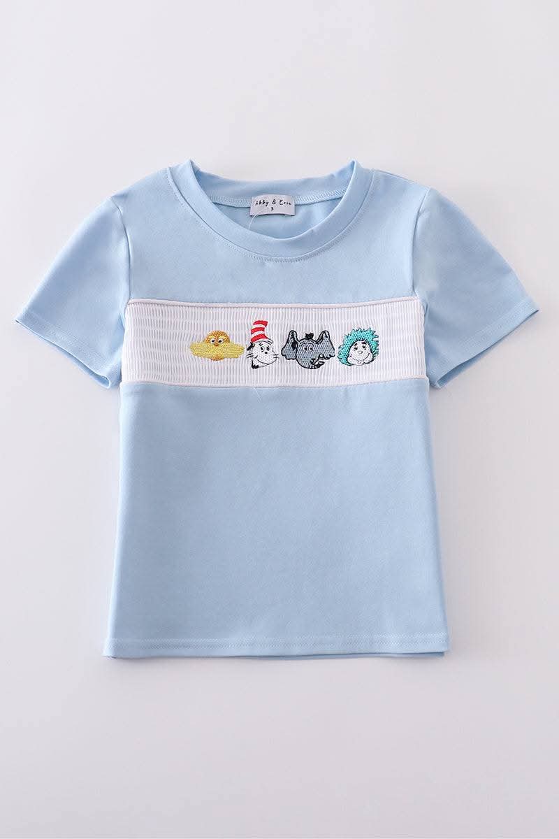 Blue Dr S Embroidery Smocked Boy Shirt Honeydew