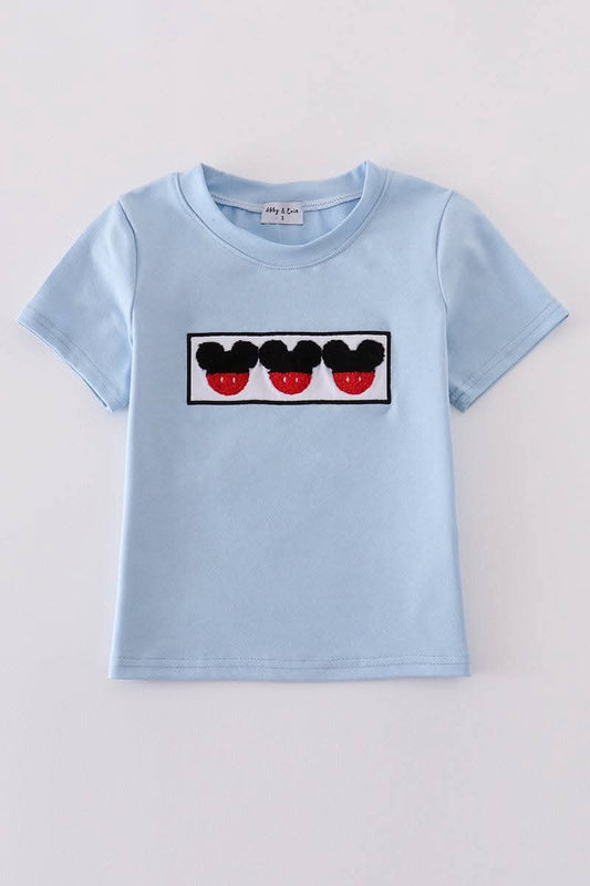 Blue Character French Knot Boy Shirt Honeydew