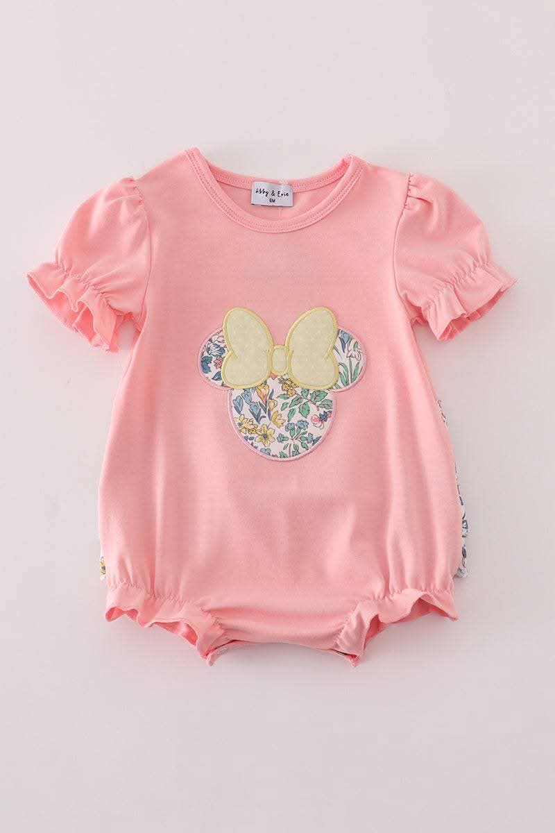 Pink Floral Character Applique Bubble Honeydew