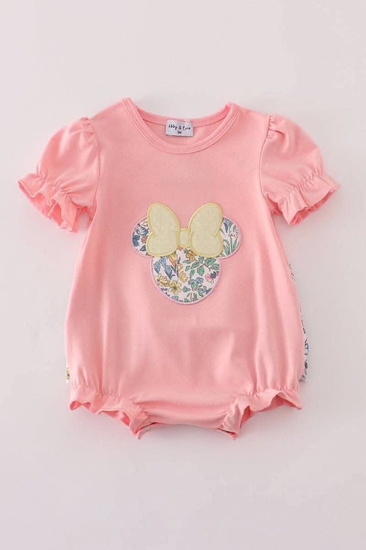 Pink Floral Character Applique Bubble Honeydew